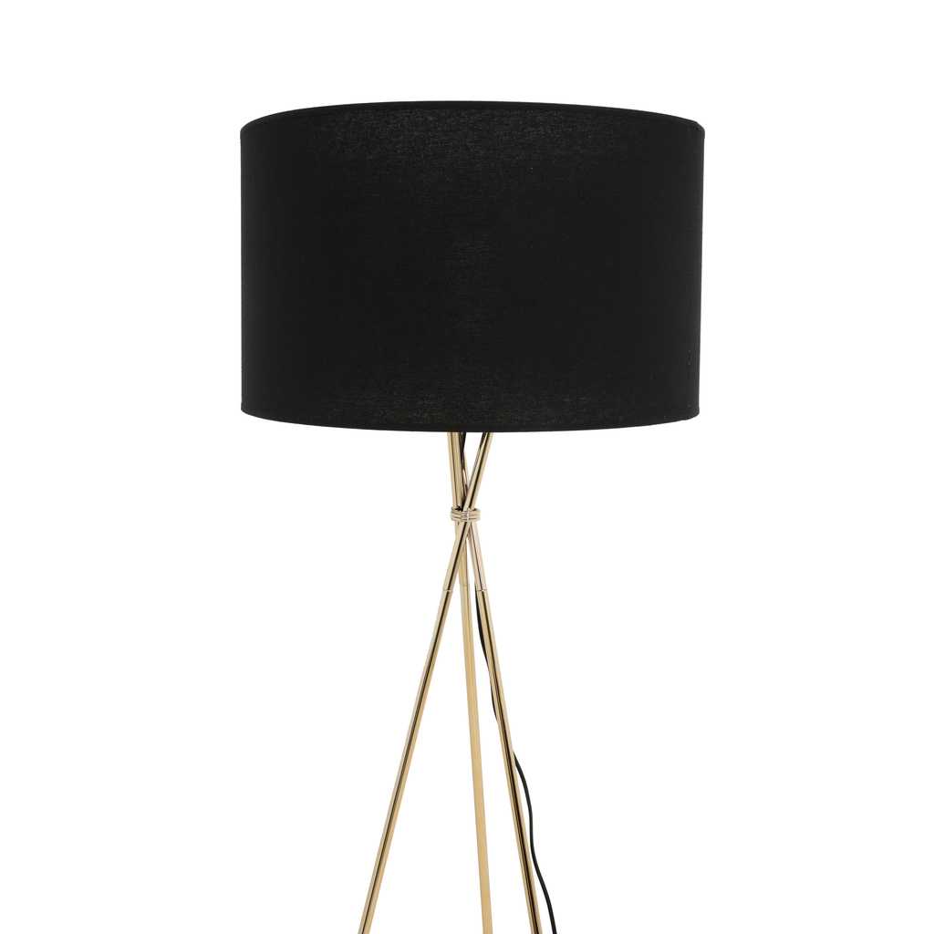 Stojacia lampa na trojnožke v čiernej a zlatej farbe TAGO