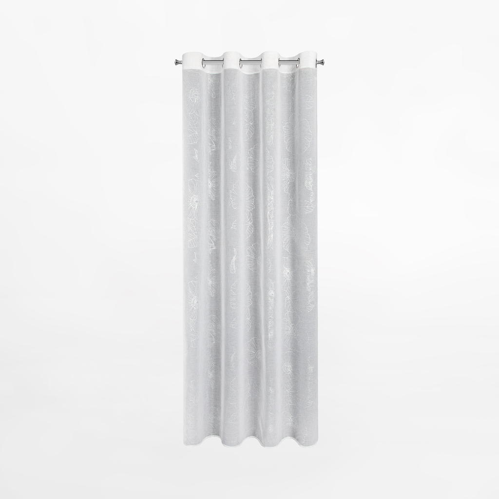 Záclona s priechodkami bielo-strieborná SAGI 140x250 cm