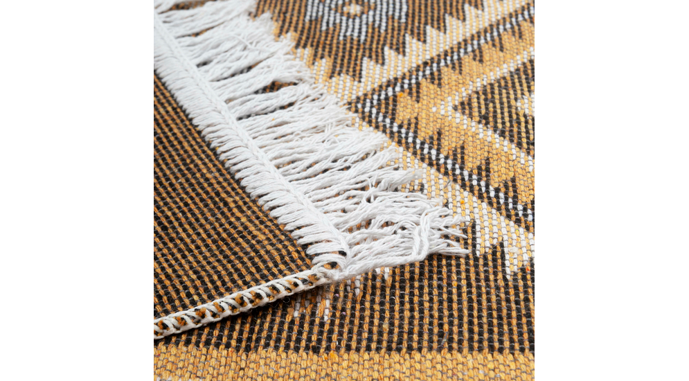 Obojstranný koberec so strapcami medový ALBORG, 60x120 cm