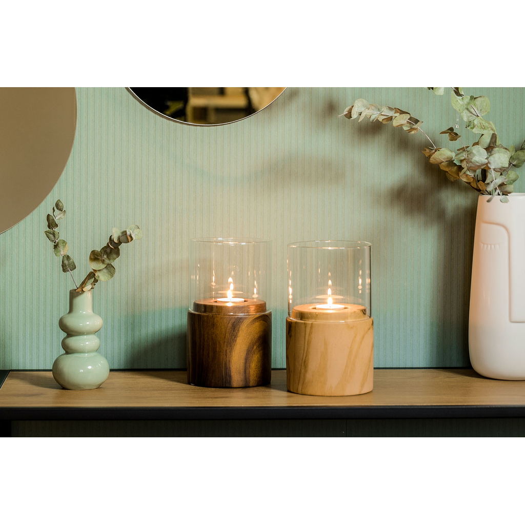 Svietnik boho efekt dreva 19 cm