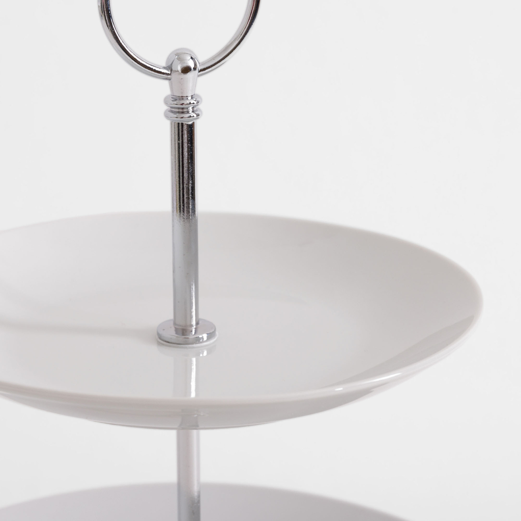 Porcelánový 3-poschodový servírovací tanier biely 35 cm