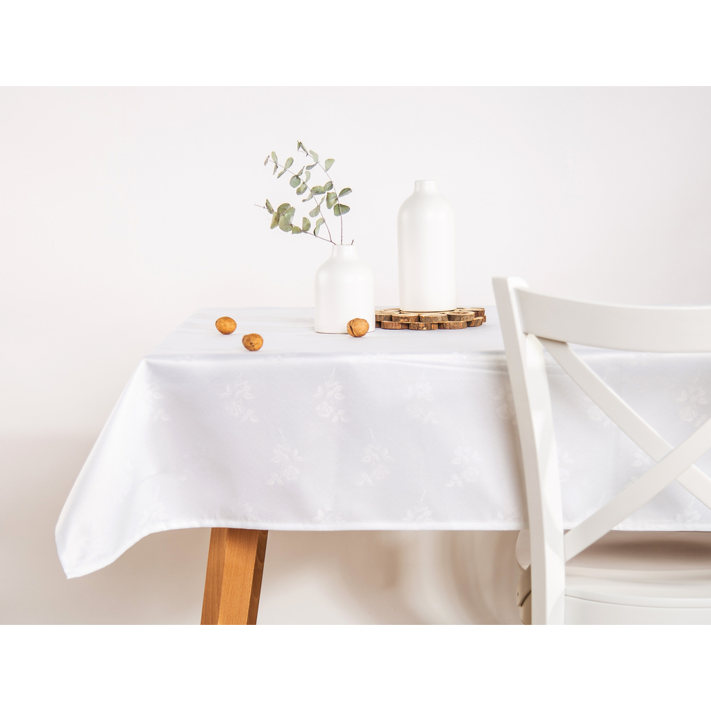 Obrus biely ROSE 140x260 cm
