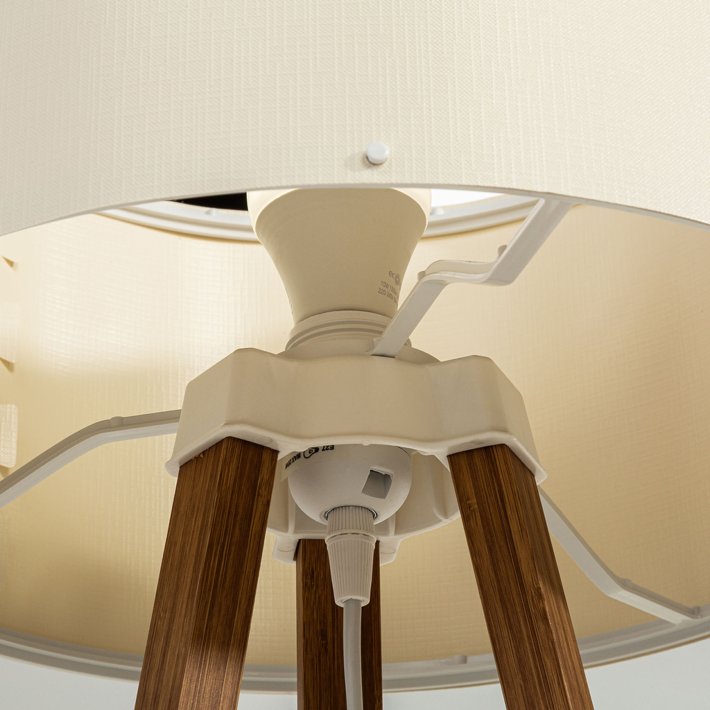 Stojacia lampa PIKO trojnohá bambusová krémová