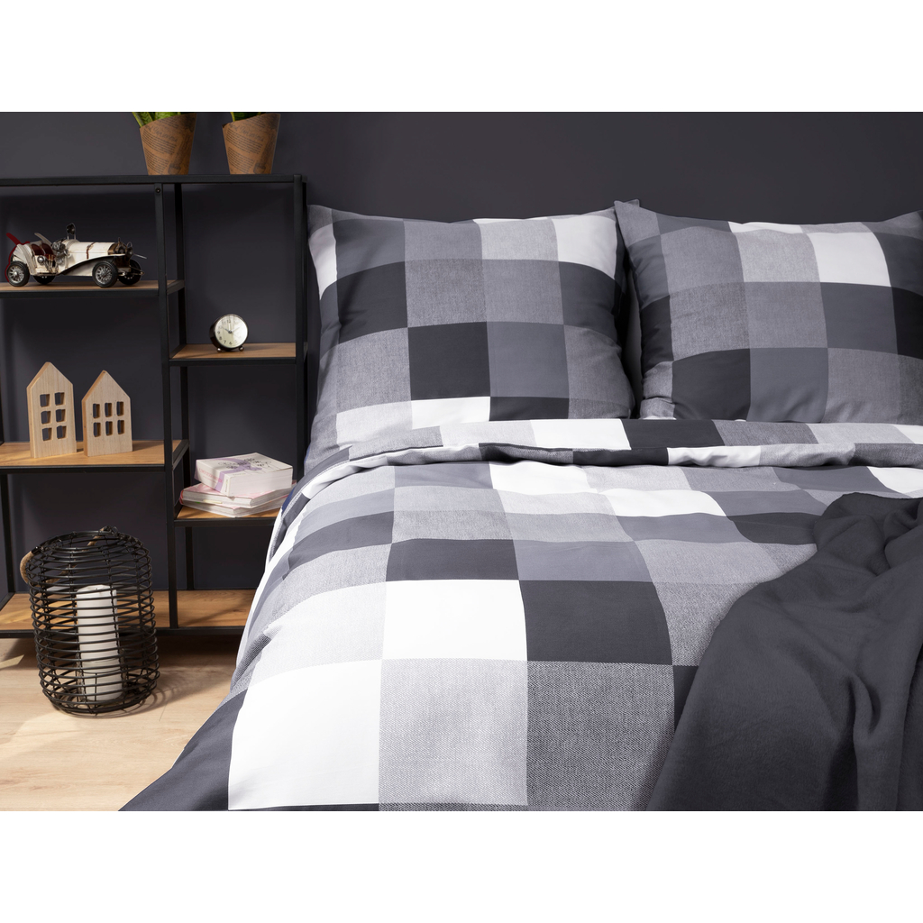 Súprava posteľnej bielizne z bavlneného saténu s geometrickými vzormi ŠTVORCE 220x200 cm