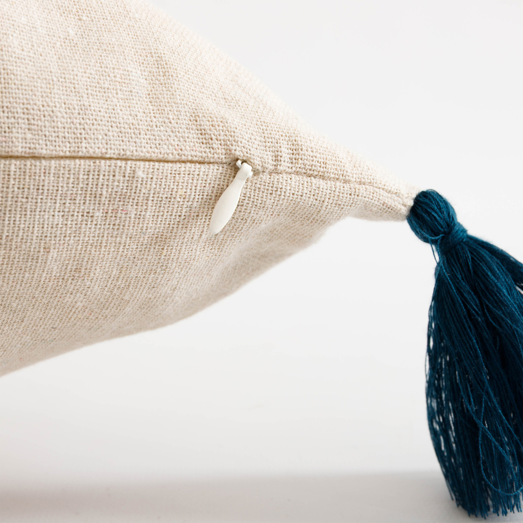 Dekoračná obliečka so strapcami modrá FLORIA 45x45 cm