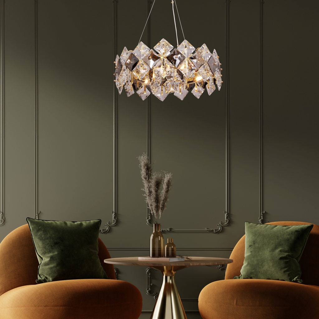 Luster na lanku glamour zlatý 6xE14 TIARA 50 cm