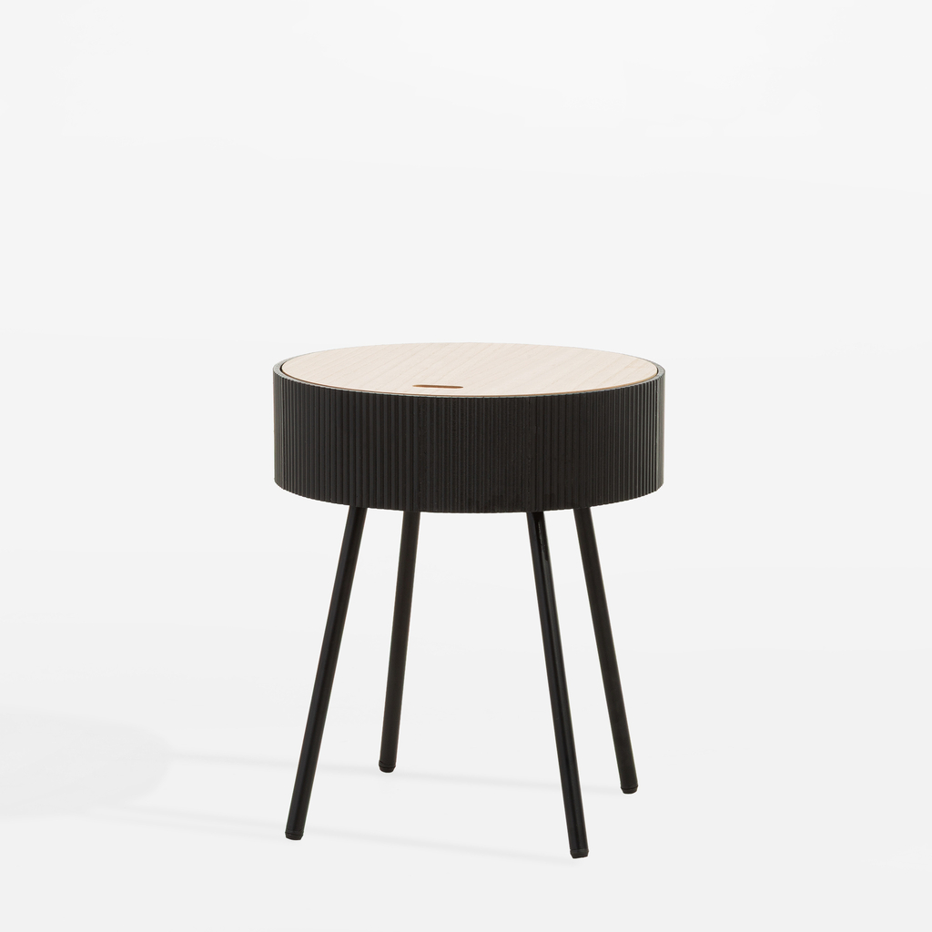 Okrúhly konferenčný stolík sivý 40,5x47,5 cm