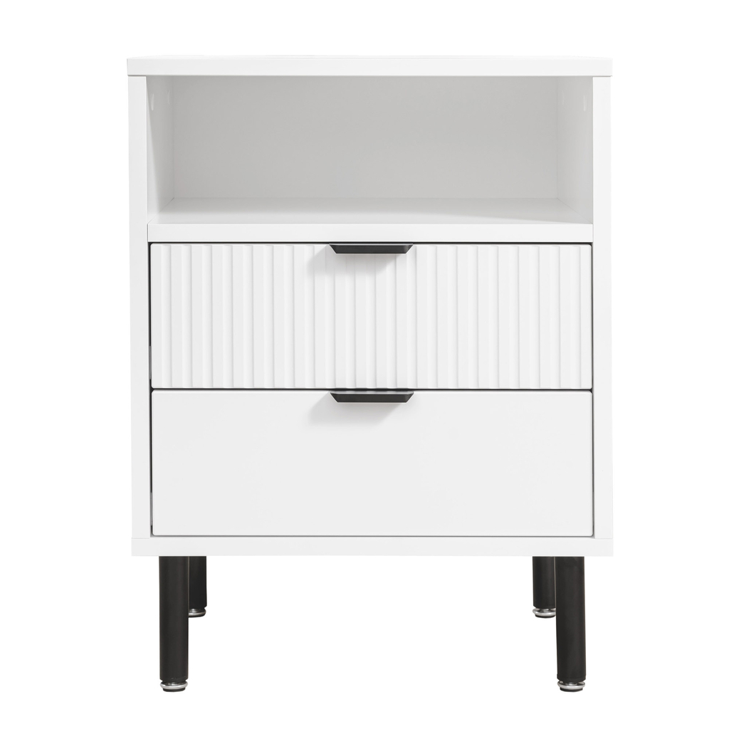 Rýhovaný nočný stolík s 2 zásuvkami WAVE