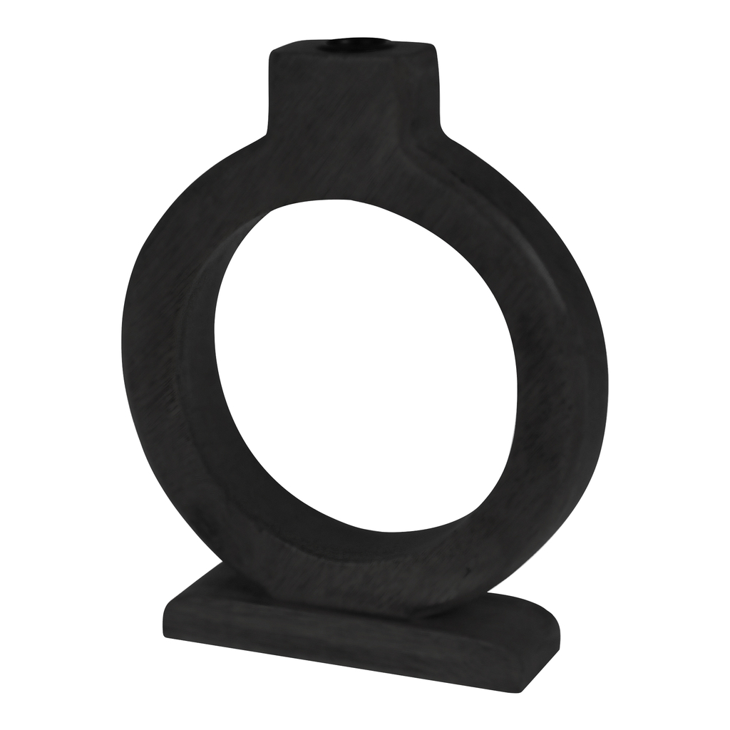 Drevený svietnik na jednu sviečku, čierny 21 cm