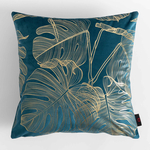 Obliečka na vankúš s motívom monstery tyrkysovej farby AMBRO 45x45 cm