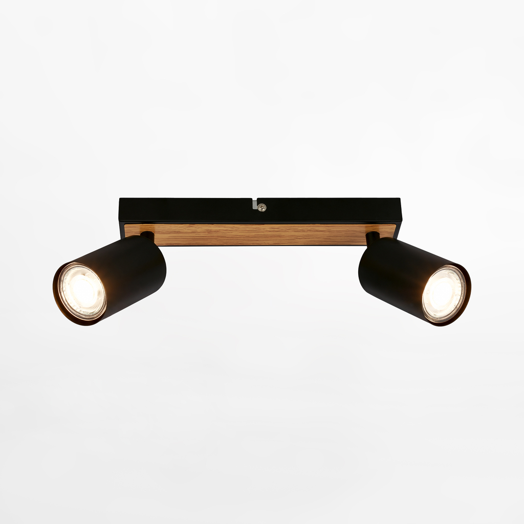 Stropné svietidlo 2 body čierna svetlé drevo TIB