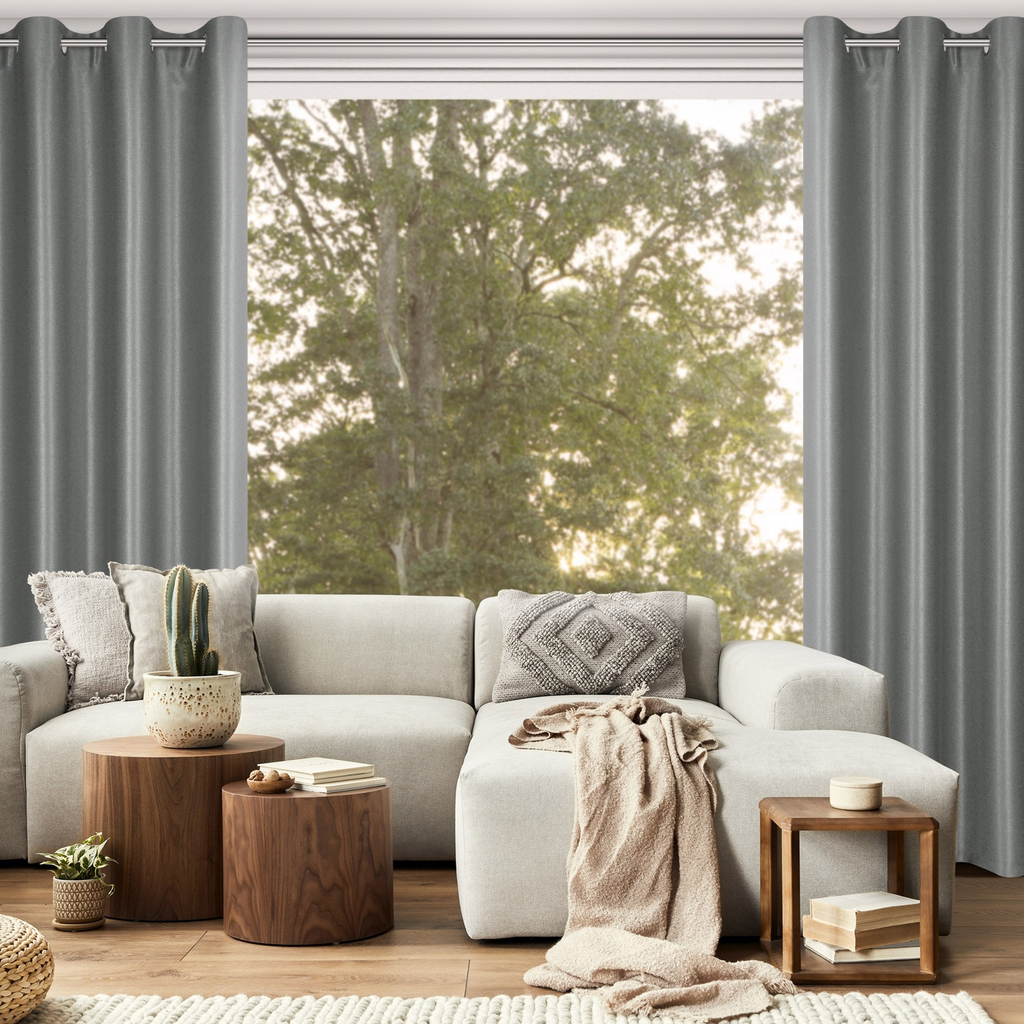 Záves SELINA do obývacej izby, oceľová 140x250 cm