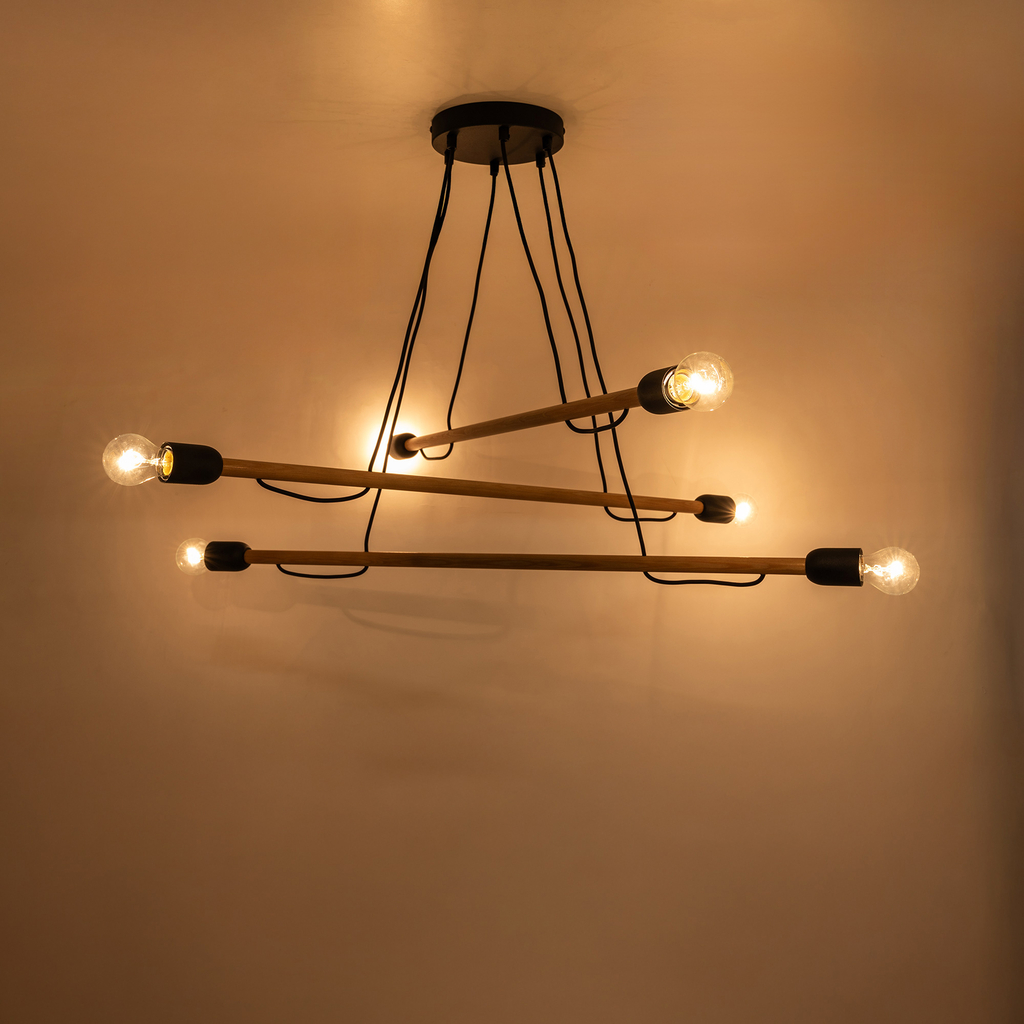 Závesné svietidlo HELIX 6 WOOD zo svetlého dreva