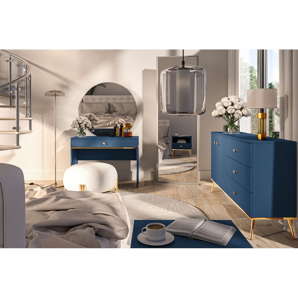 Toaletný stolík so zásuvkou tmavomodrý MARINE