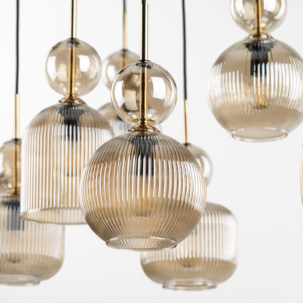 Závesné svietidlo s 5 tienidlami, okrúhla základňa SOPHIA COGNAC