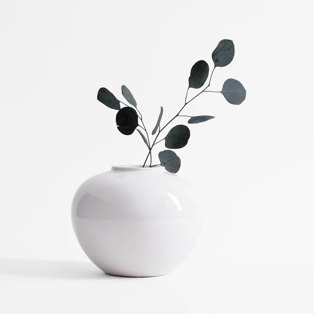 Okrúhla váza biela 14 cm