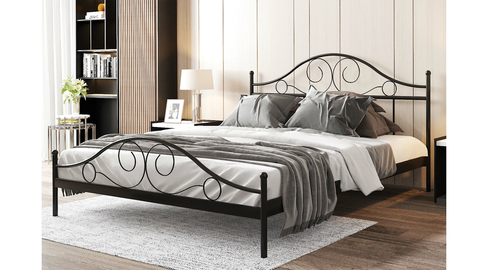 Kovová posteľ s roštom čierna ANTIC 180x200 cm