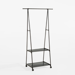 Stojací vešiak s policami, čierny, 84x48x156 cm