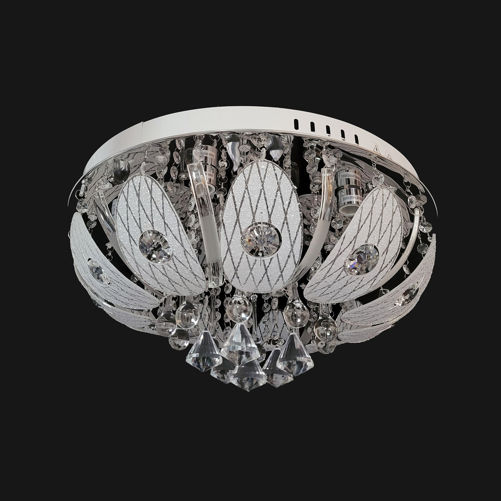 LED stropné svietidlo s diaľkovým ovládaním glamour chróm fi 60 cm