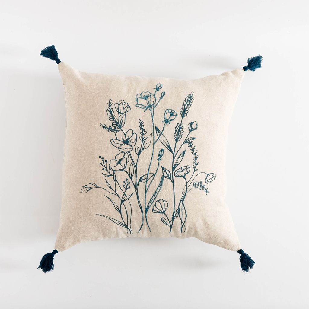 Dekoračná obliečka so strapcami modrá FLORIA 45x45 cm