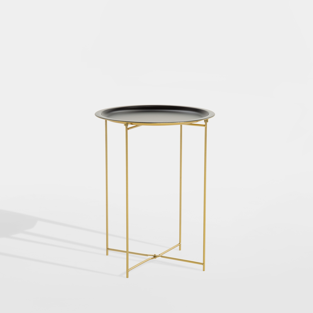 Stolík s podnosom čierno-zlatý 48 cm