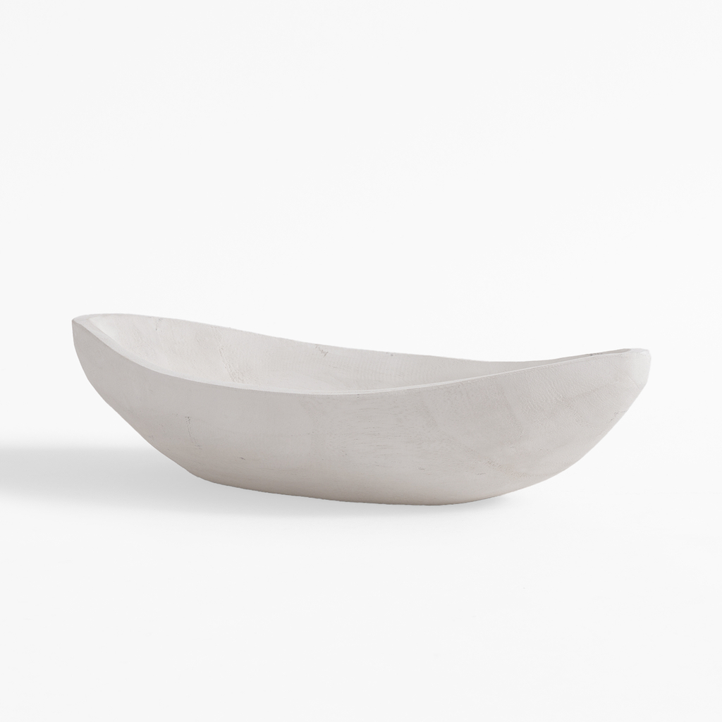 Dekoratívny drevený tanier v bielej farbe 34 cm