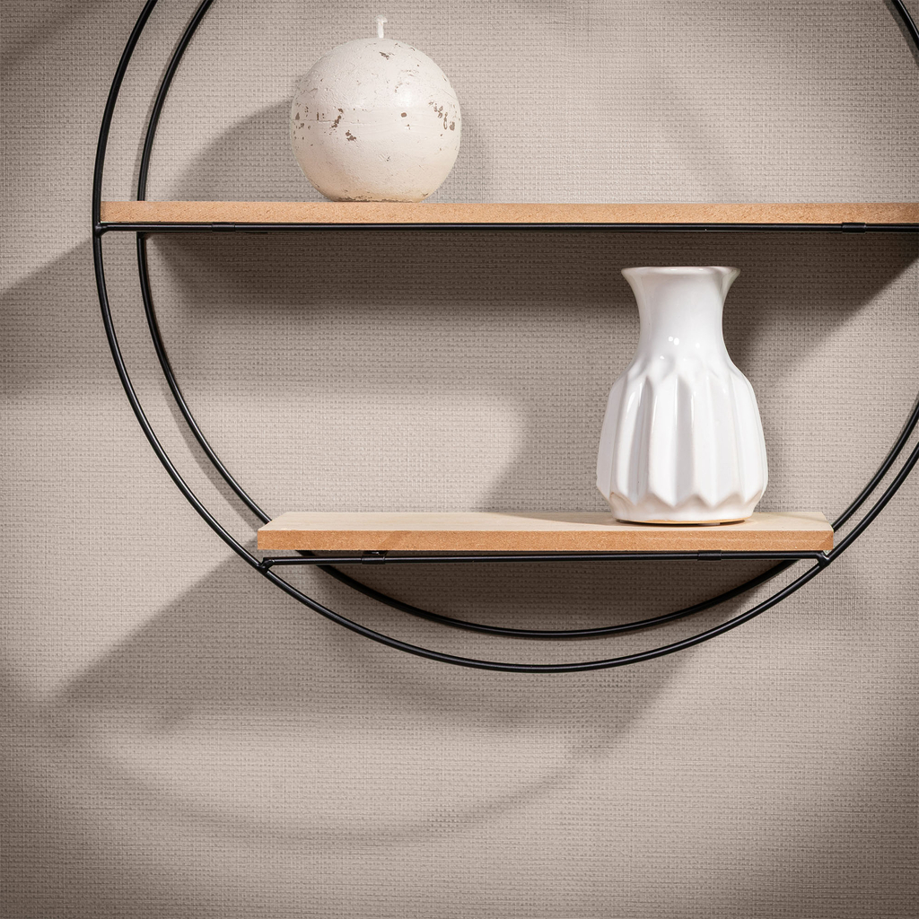 Čierna kovová kruhová polica 40 cm