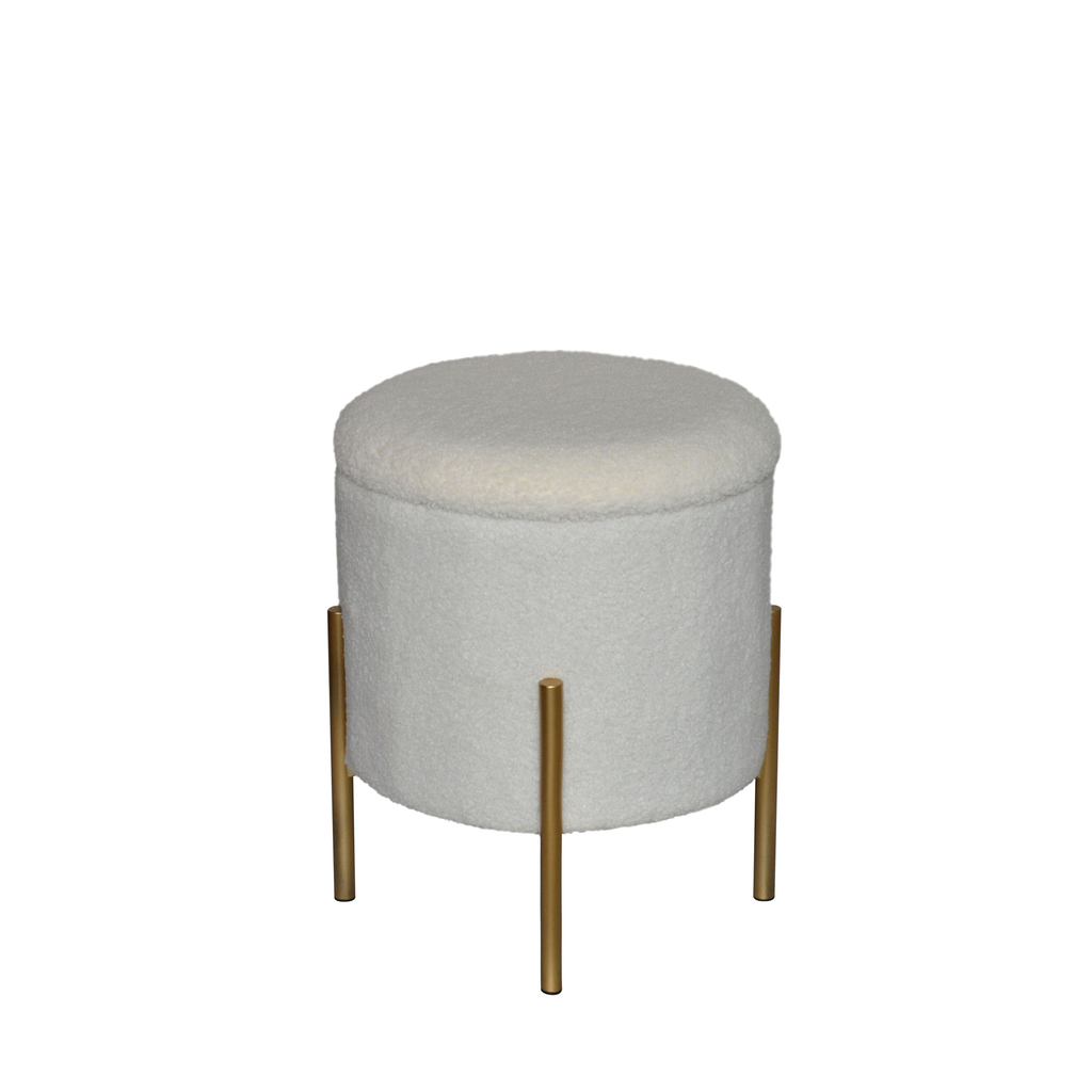 Skladacia taburetka BOUCLE na nožičkách, ivory 30x38 cm