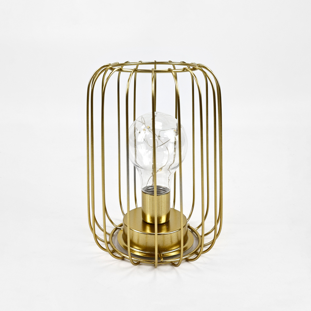 Dekoratívna LED lampa drôtené tienidlo zlatá 13x17 cm