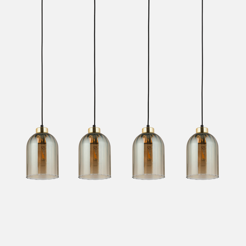 Závesné svietidlo so 4 tienidlami amber SATIPO 4