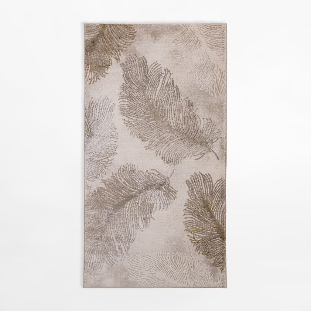 Koberec so vzorom peria SPAZZIO, krémový, 80x150 cm