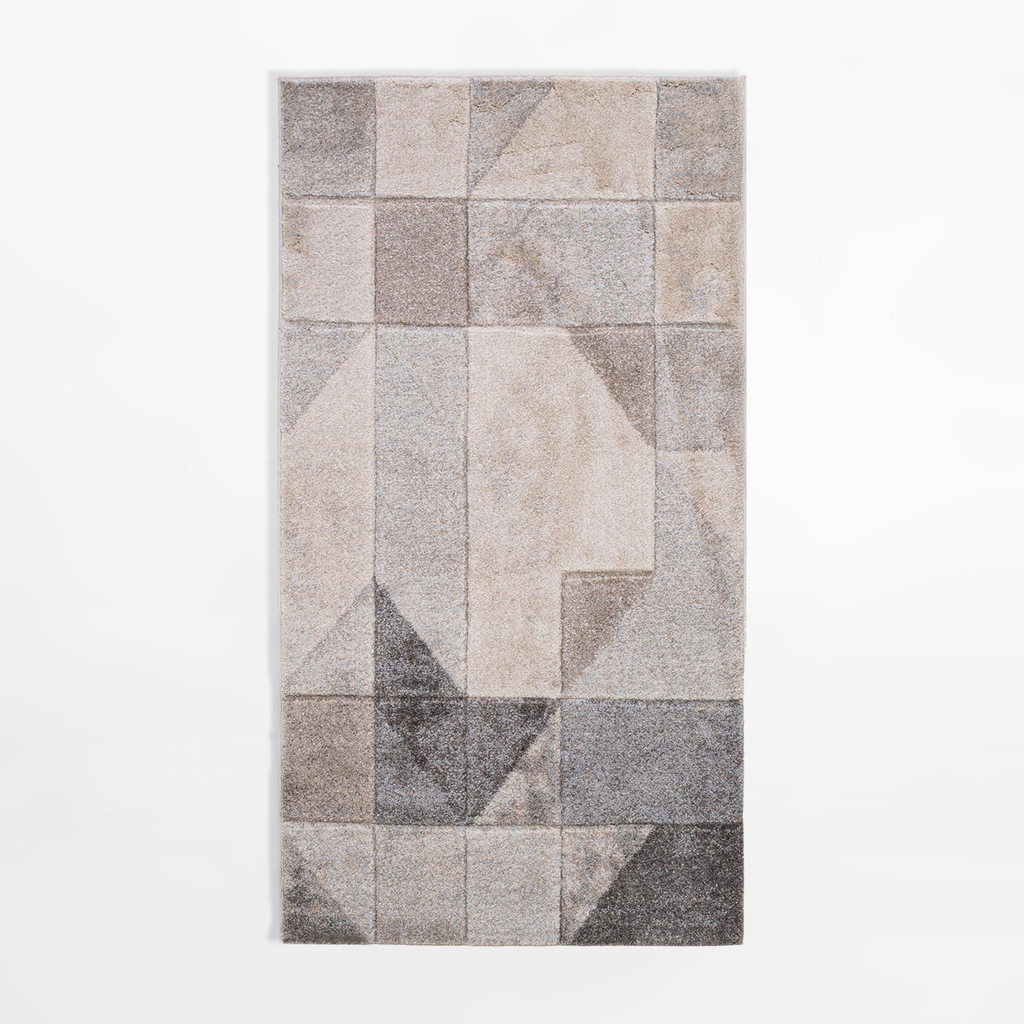 Dywan geometryczny KERY, beżowo-szary, 80x150 cm