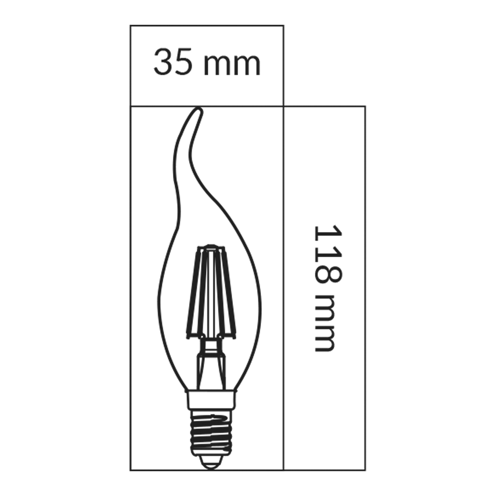 Žiarovka LED E14 6W ORO-E14-C35-FL-CLARO-FLAMI-6W-DW neutrálna farba
