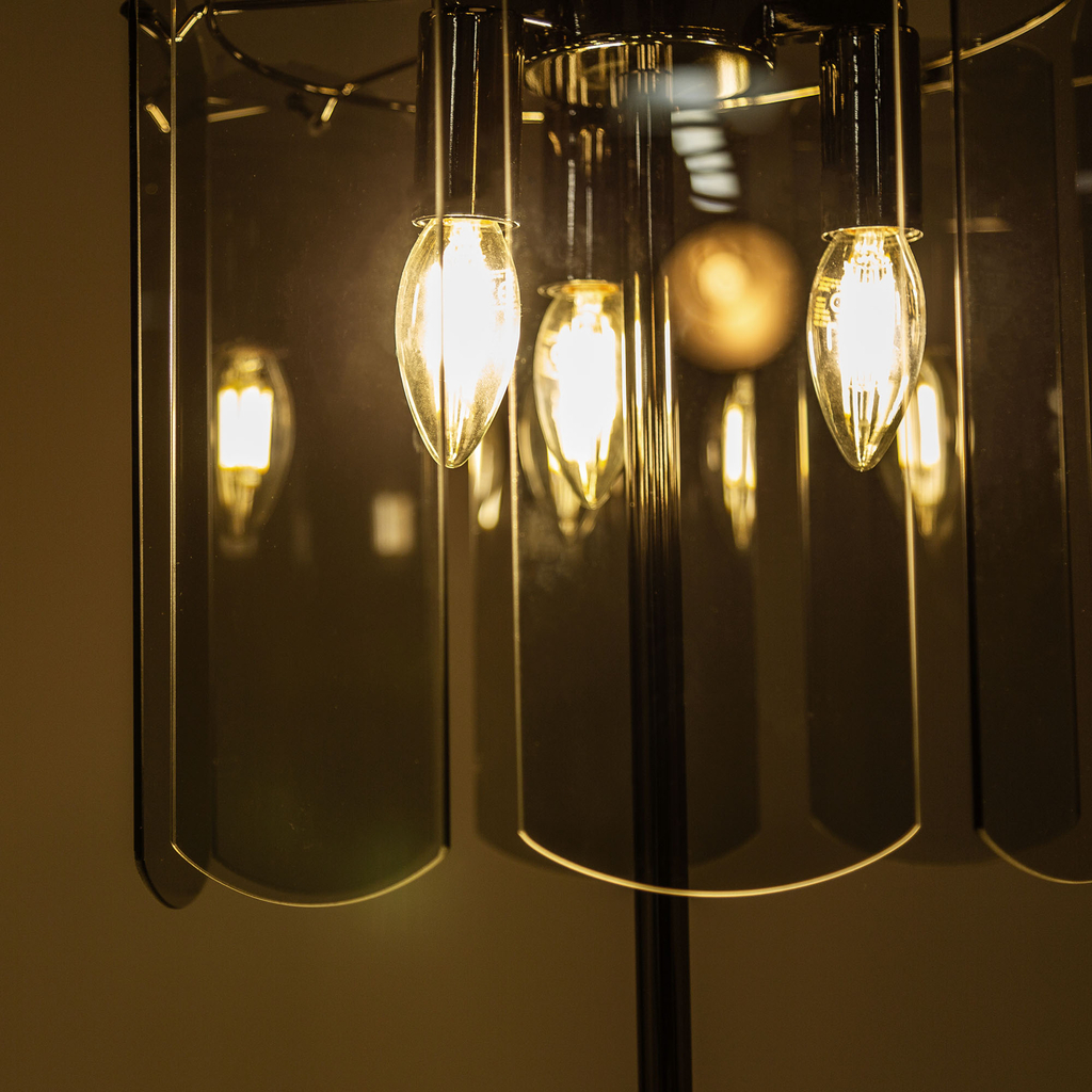 Stojacia lampa z dymového skla čierna NIRA