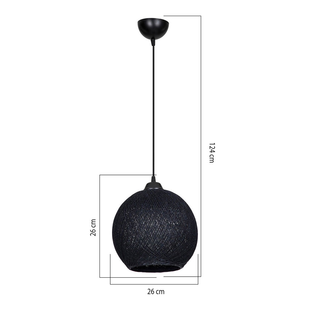 Závesné svietidlo YUMAK boho pletené čierne