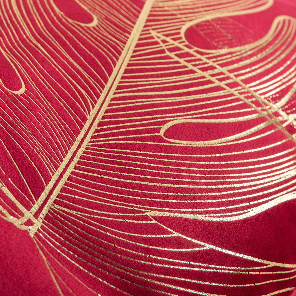 Obliečka na vankúš s motívom monstery v malinovej farbe AMBRO 45x45 cm