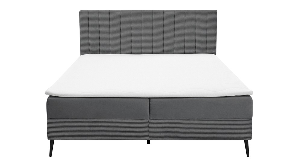 Sivá posteľ s vrchným matracom CINDY FUNDAMENTO 160 x 200 cm