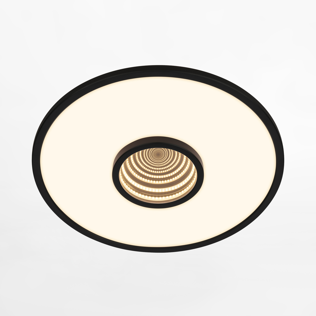 Okrúhle LED stropné svietidlo s efektom hĺbky čierne TORO
