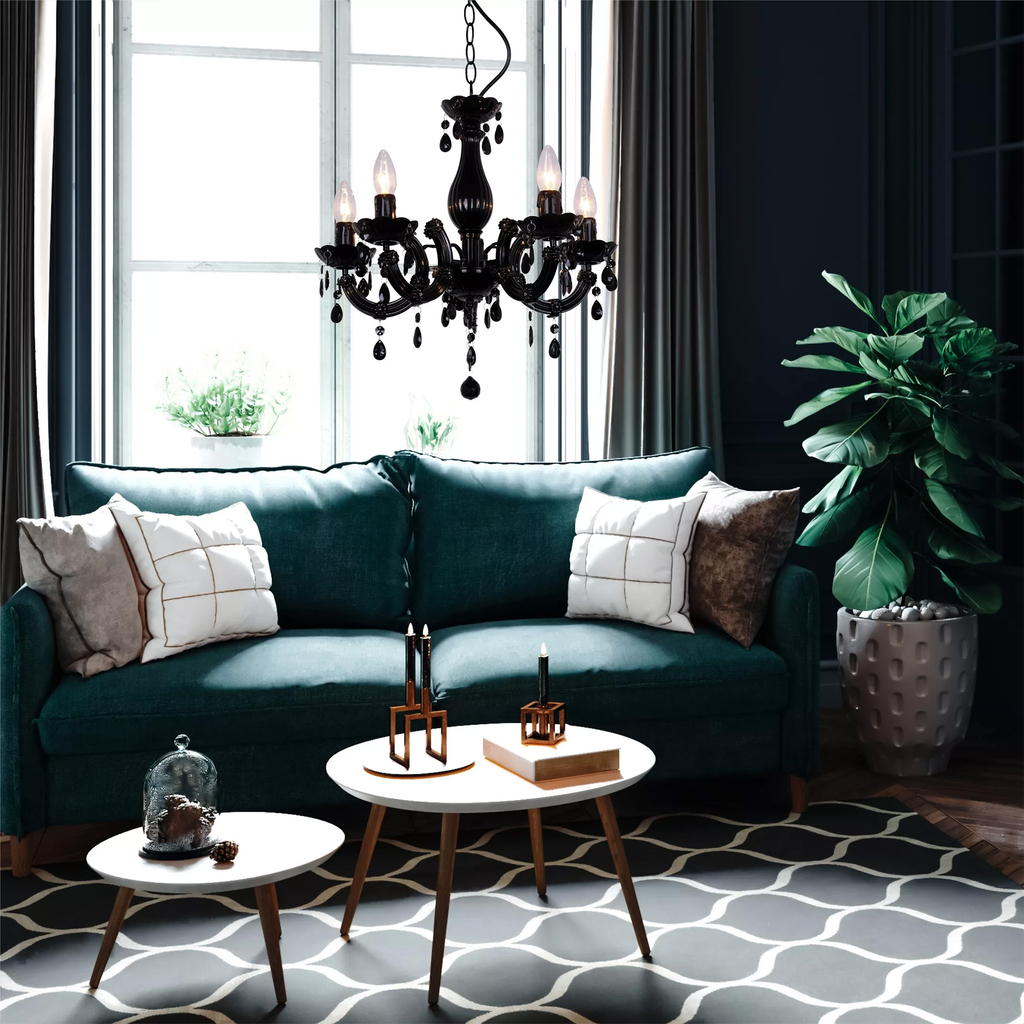 Čierny retro luster MAGNÓLIA