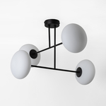 Stropné svietidlo v čiernej farbe 4 oválne tienidlá MILO 60x60 cm