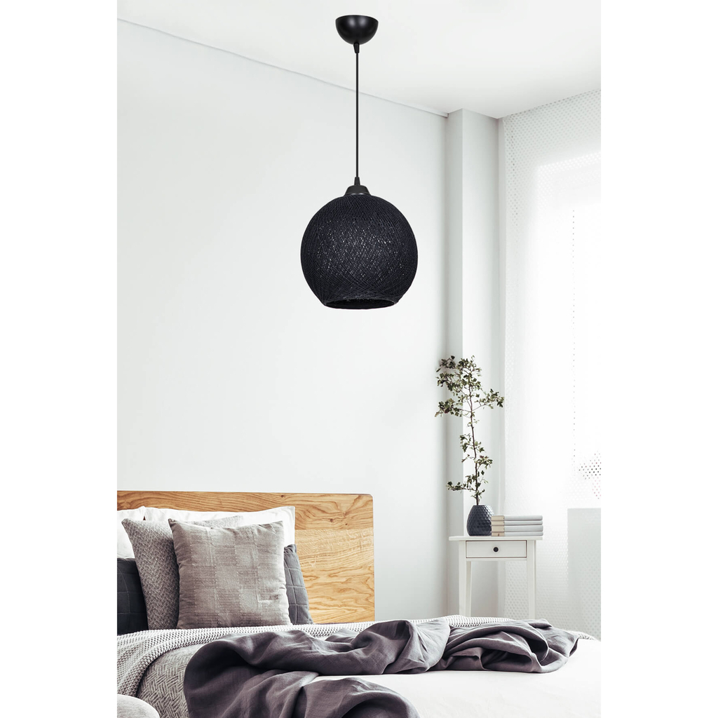 Závesné svietidlo YUMAK boho pletené čierne