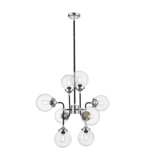 Čierno-strieborný luster RIANO 76 cm s priehľadným tienidlom