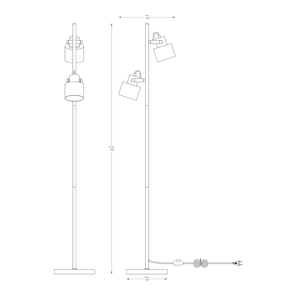 Stojacia lampa DRACO 2 reflektory čierna