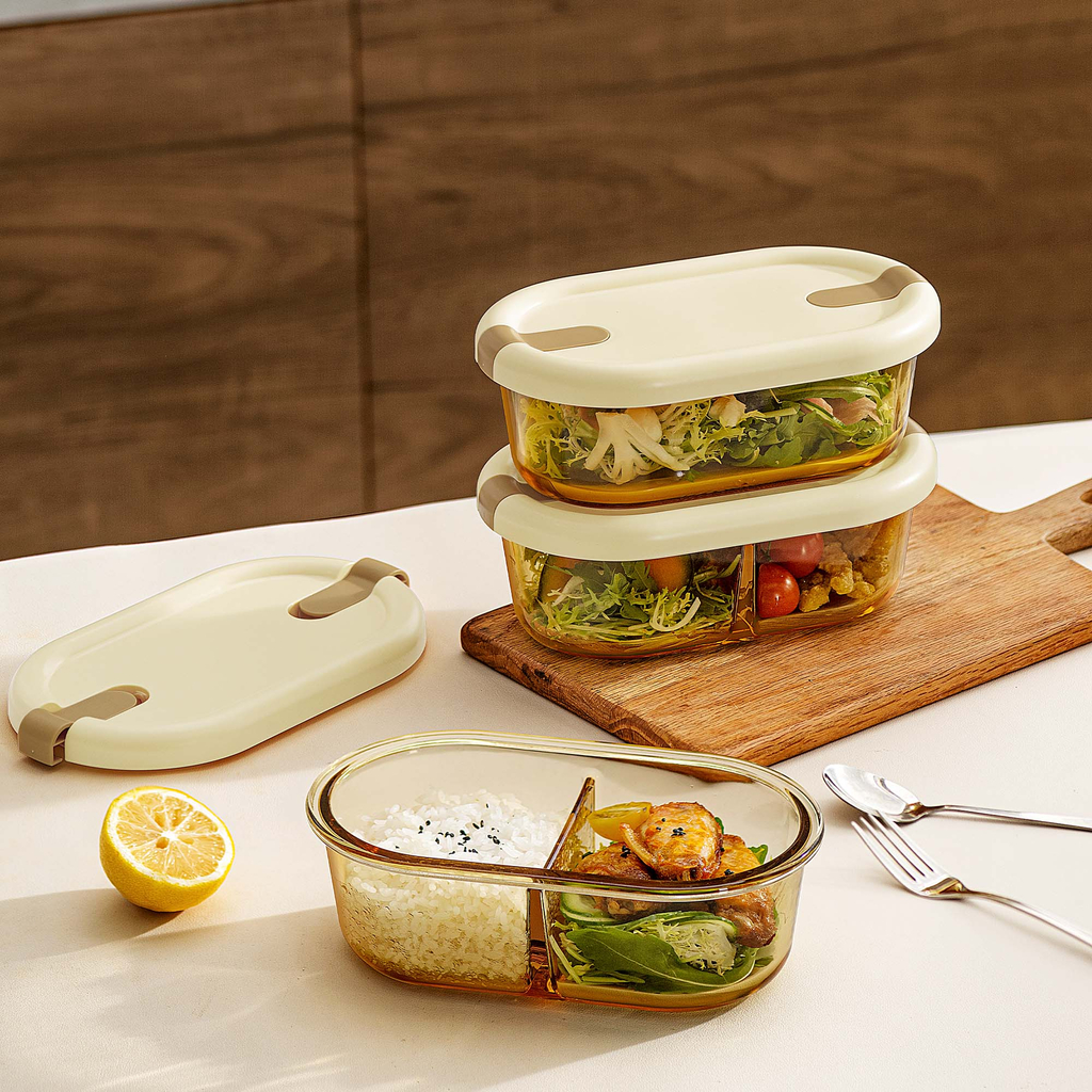 Desiatový box, sklenený, delený 700 ml