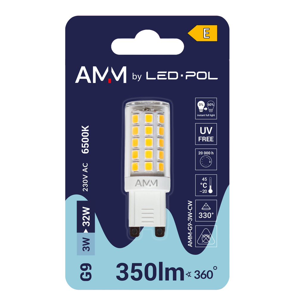 LED žiarovka G9 3W studená biela AMM-G9-3W-CW