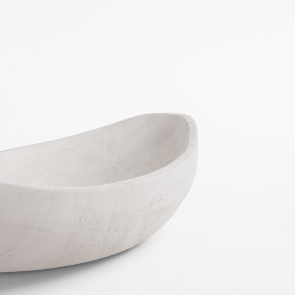 Dekoratívny drevený tanier v bielej farbe 34 cm