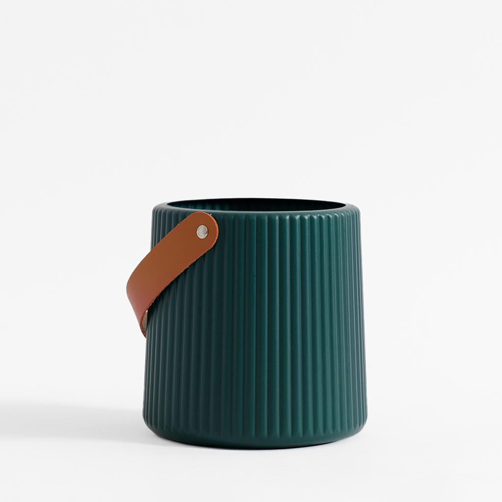 Kvetináč s rukoväťou zelený 15 cm