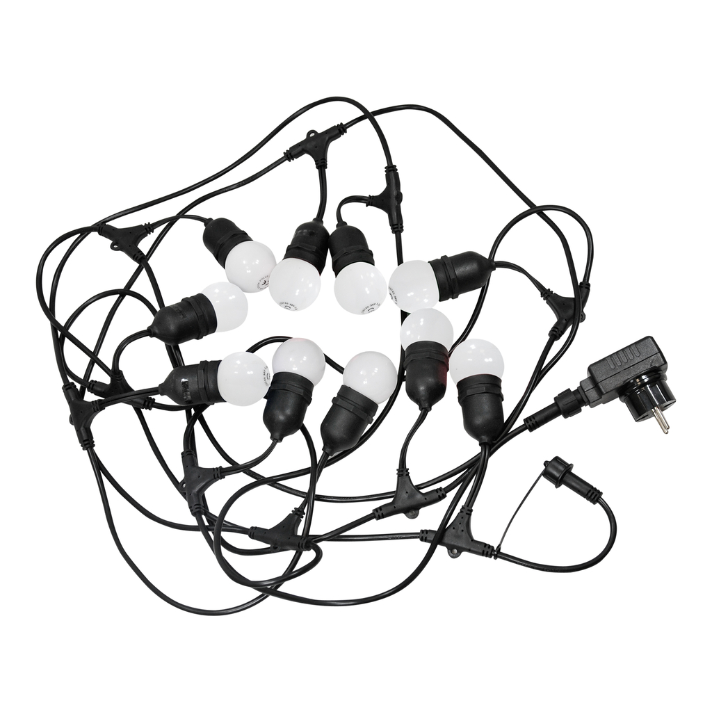 Vonkajšia svetelná reťaz PARTY iP44 5,6 m mliečna