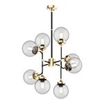 Čierno-zlatý luster RIANO 76 cm s priehľadným tienidlom