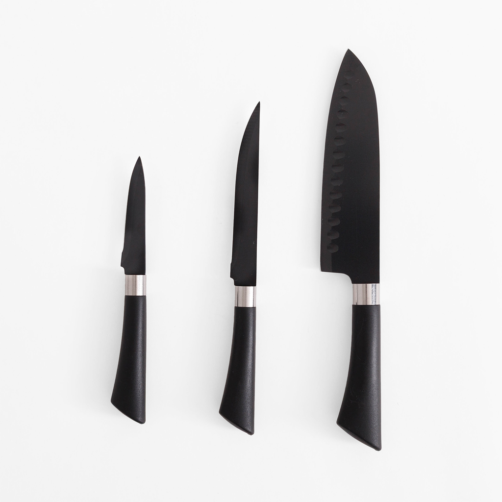 Súprava 3 kuchynských nožov, čierna
